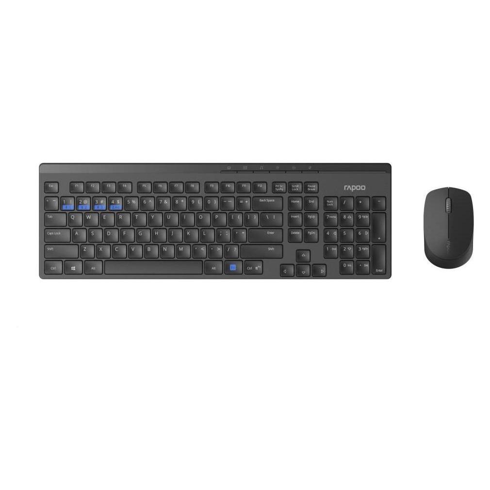 BLK RAPOO set klávesnive a myš 8100M Wireless Multi-Mode Optical Mouse and Keyboard Set Black CZ/SK (Eng. Int., Kabellos) (6940056182890)