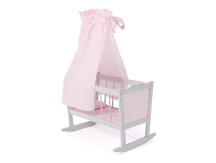 Bayer Chic 2000 Puppenwiege, Puntos Grau, Stabiles Puppenbett zum Schaukeln