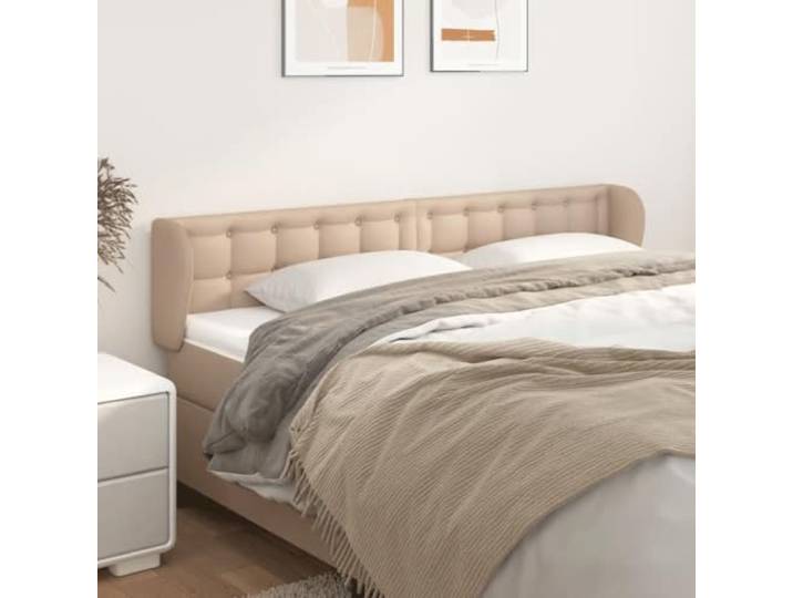 KTHLBRH Klassisches Kopfteil aus Kunstleder, Cappuccino, mit Beinen aus massivem Lärchenholz, höhenverstellbar, elegantes und langlebiges Design zur Unterstützung des Rückens