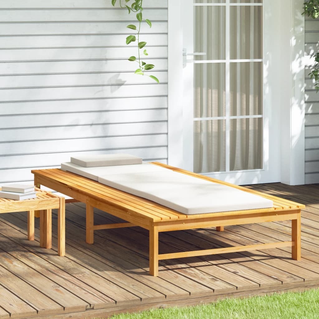 Maison Exclusive - Sonnenliege mit Cremeweißem Kissen & Auflage Massivholz Akazie