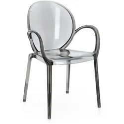 Gartenstuhl Camilla 4er-Set Kunststoff, modern stapelbar, mit Armlehne, grau, für innen und außen