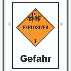 HB-Druck Schild Explosionsgefahr Gefahr Explosives hochkant A6 (105x148mm)