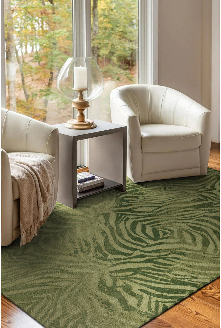 Beneffito Zebra Rectangle Area Rug Green Rectangle 80 x 150cm