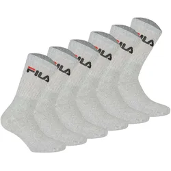 FILA Unisex Socken, 6er Pack - Crew Socks, Frottee, Tennis, Sport (2x 3 Paar) Grau / 39-42