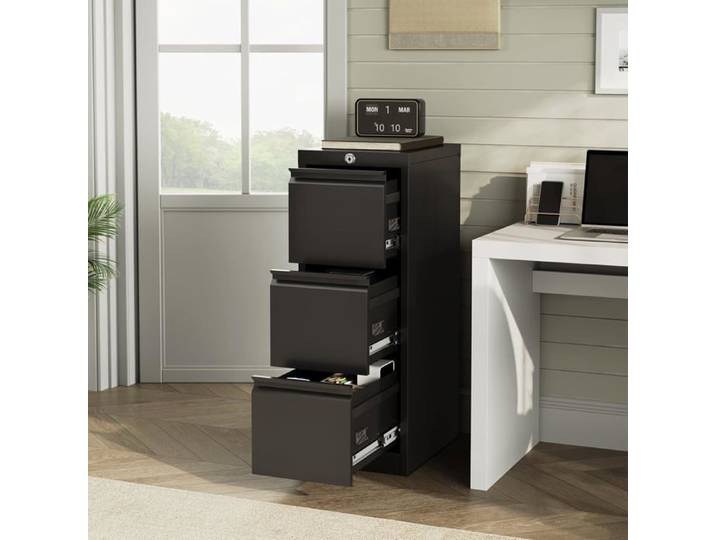 Classeur en métal avec 3 tiroirs et serrure classeur vertical pour Lette Legal 45 cm (P) x 38 cm (L) x 103 cm (H)