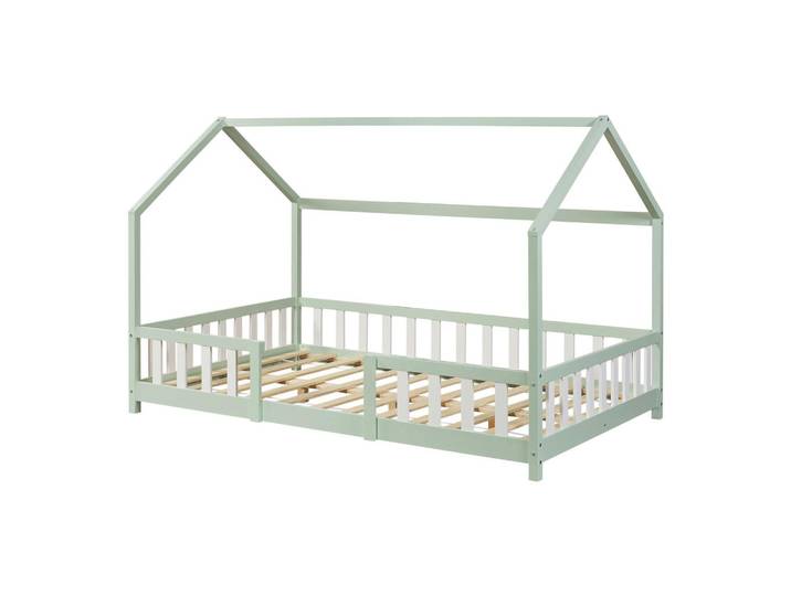 [en.casa] Hausbett Sisimiut, Mintgrün, Weiß, Holz, Kiefer, 120x200 cm, Baby- und Kindermöbel, Kinderzimmer & Jugendzimmer, Kinderbetten, Hausbetten