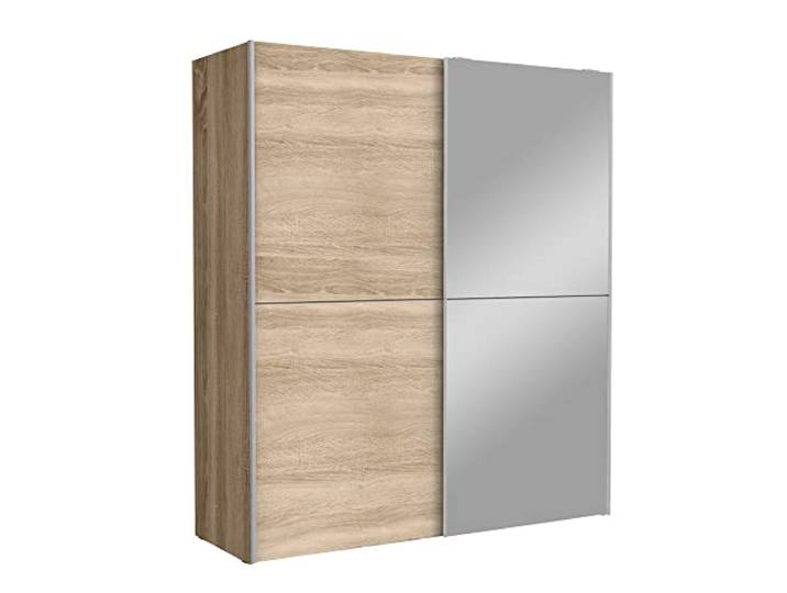 AVANTI TRENDSTORE Fajar Kleiderschrank mit 2 Schiebetüren, Spiegeltüren, Spanplatte, viel Stauraum, in 2 Farben erhältlich, 170,3 x 190,5 x 61,2 cm