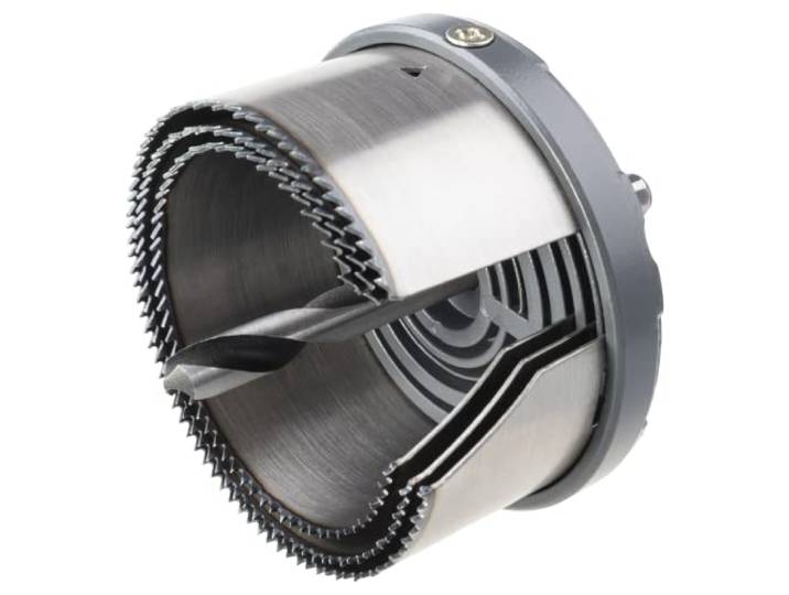 wolfcraft Multikransgatenzaag Professional , Ø 60-74 mm I 2154000 I Zaag met 3 snelwisselinzetstukken, Ø 60, 68, 74 mm, snijdiepte 33 mm