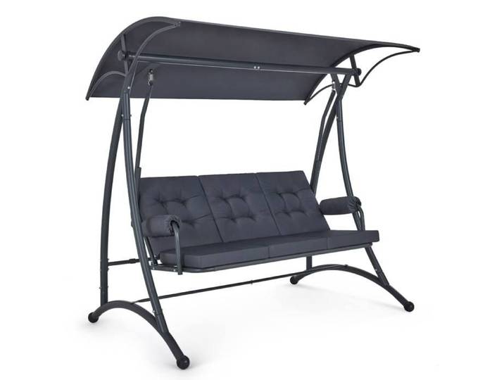 M MCombo Hollywood Balançoire 3 places avec fonction lit assise épaisse balançoire de jardin 4025 (gris)