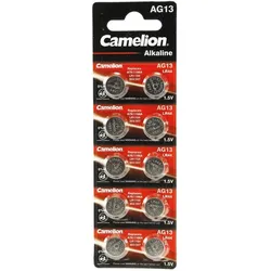 10er-Blister Camelion Alkaline Knopfzellen AG13 Typ LR44, 1,5V, 11,6x5,4mm