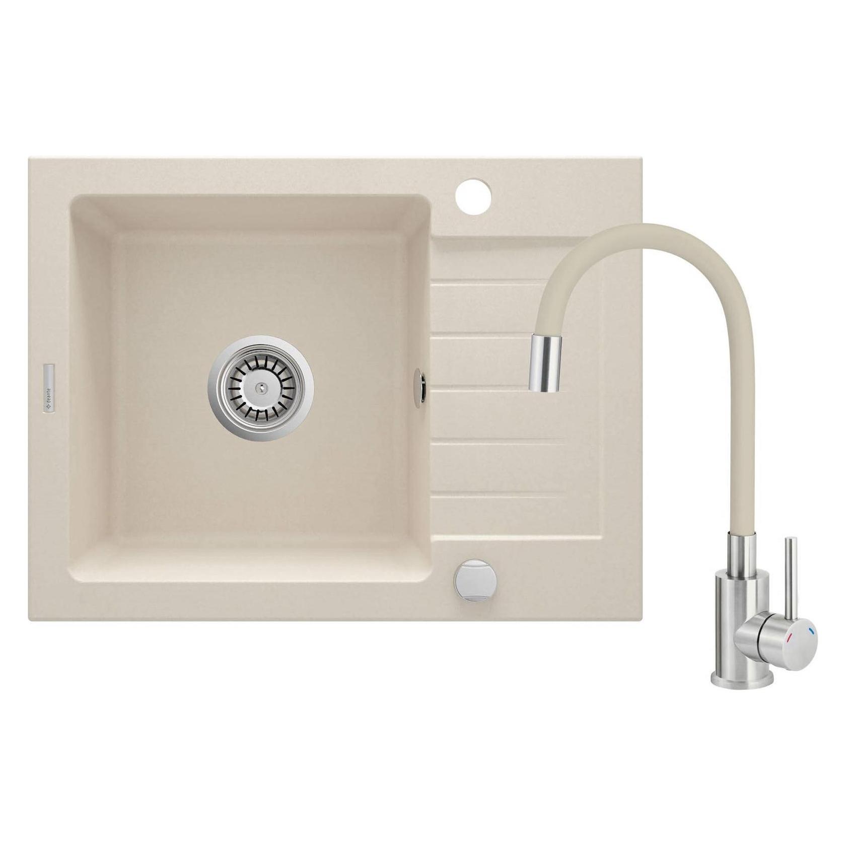 Deante Granitspüle mit 1-Becken-Armatur mit Abtropffläche (ZQZG511A)