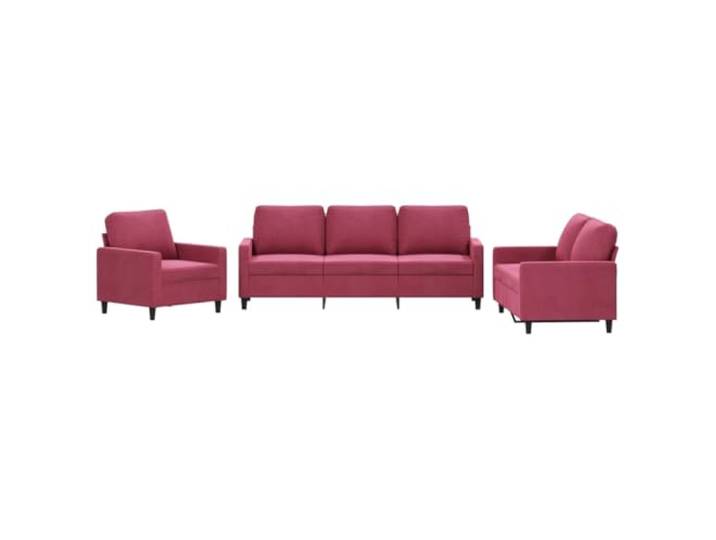 Todiikf 3-TLG. Sofagarnitur mit Kissen Weinrot Samt Couch Set Wohnzimmer Eleganter Dreisitzer, Zweisitzer und Sessel aus bordeauxrotem Samtstoff für stilvolle Gemütlichkeit im Wohnzimmer.