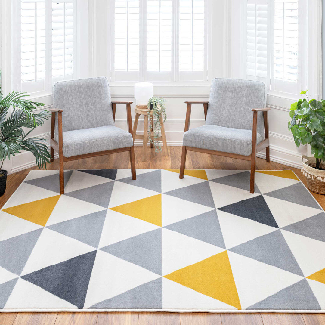 Hashtag Home Zhora Tufted Ochre Grey Geometric Rug Gray;Ochre Rectangle 160 x 230cm