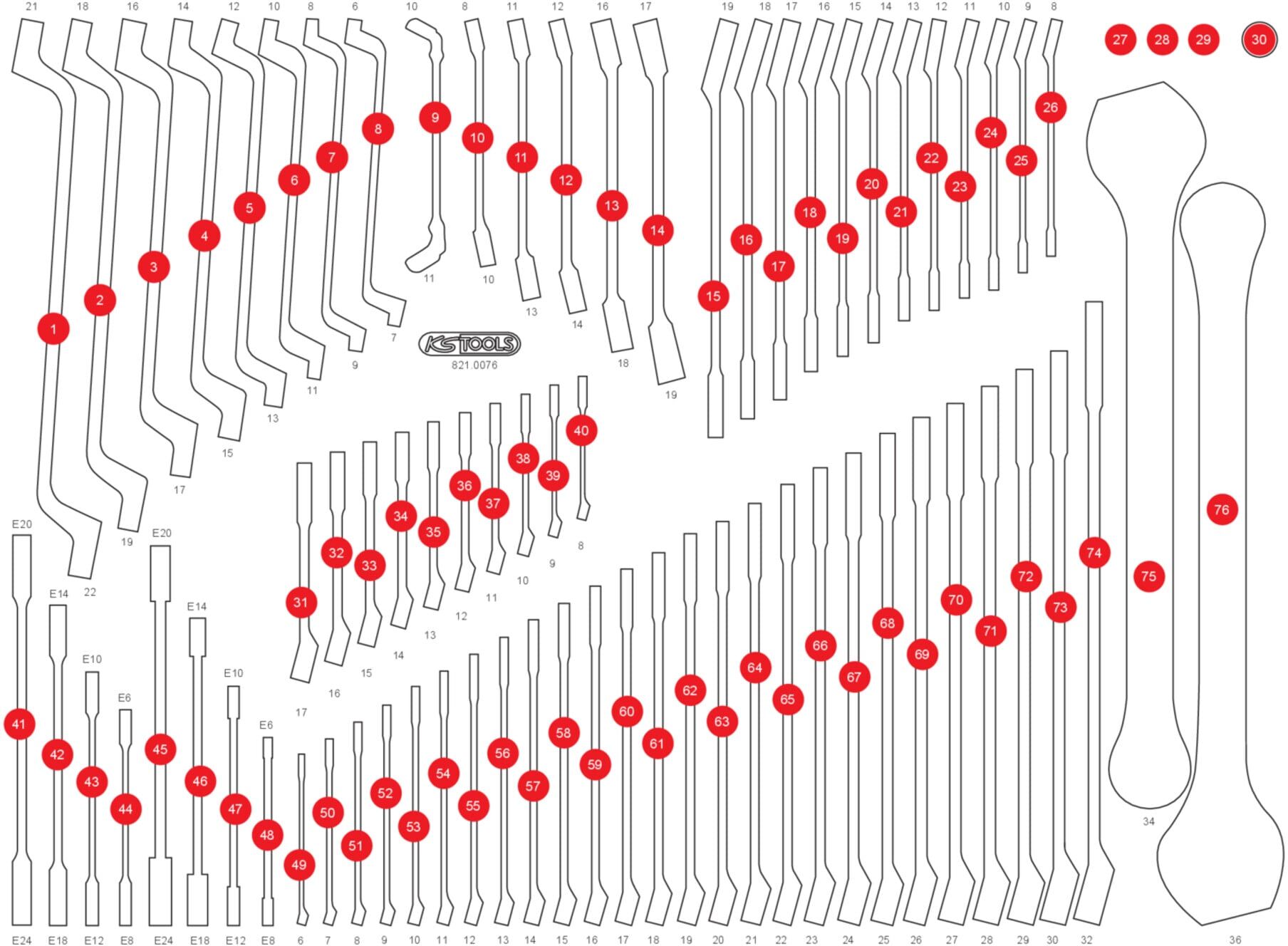 KS Tools Leere Schaumstoffeinlage zu 821.0076 (821.0076-97)