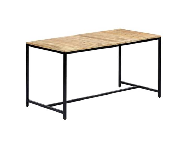 HEFZGDB Massiver Esstisch aus rauem Mangoholz 140x70x75 cm mit industriellem Design und schwarzen Eisenbeinen für Stabilität, leicht zu reinigen und einfach zu montieren, Robustes
