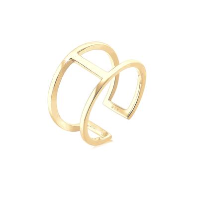 Silberring ELLI "Ring Silberring Offen Geo Trend 925 Silber", gold, Fingerringe, Damen, Silber 925 (Sterlingsilber), Silberring