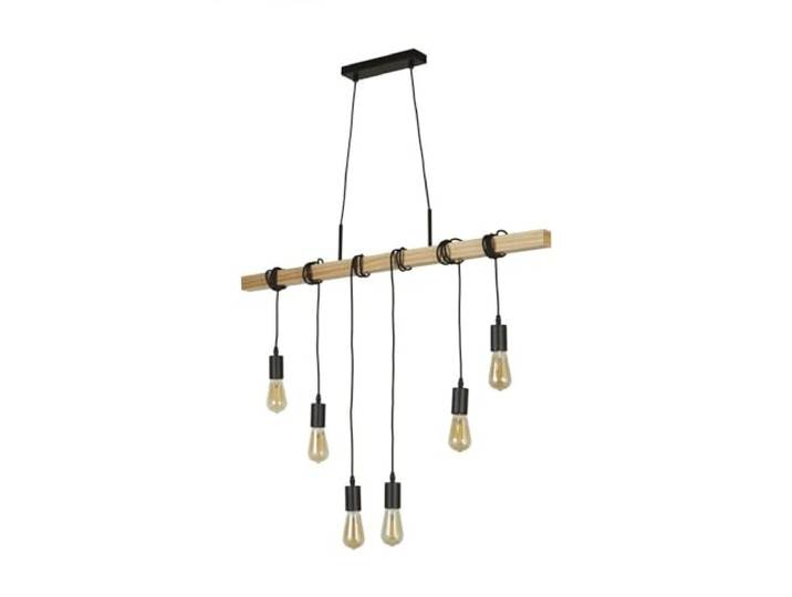 Searchlight Woody Hanglamp met 6 lampen, zwart en essenhout