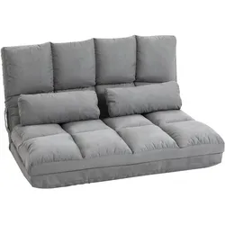 HOMCOM Bodenstuhl 2-in-1 Bodensessel Bett mit Rückenlehne Verstellbar Grau