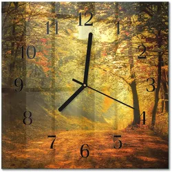WANDUHR aus Glas 30x30 cm - Herbst im Wald