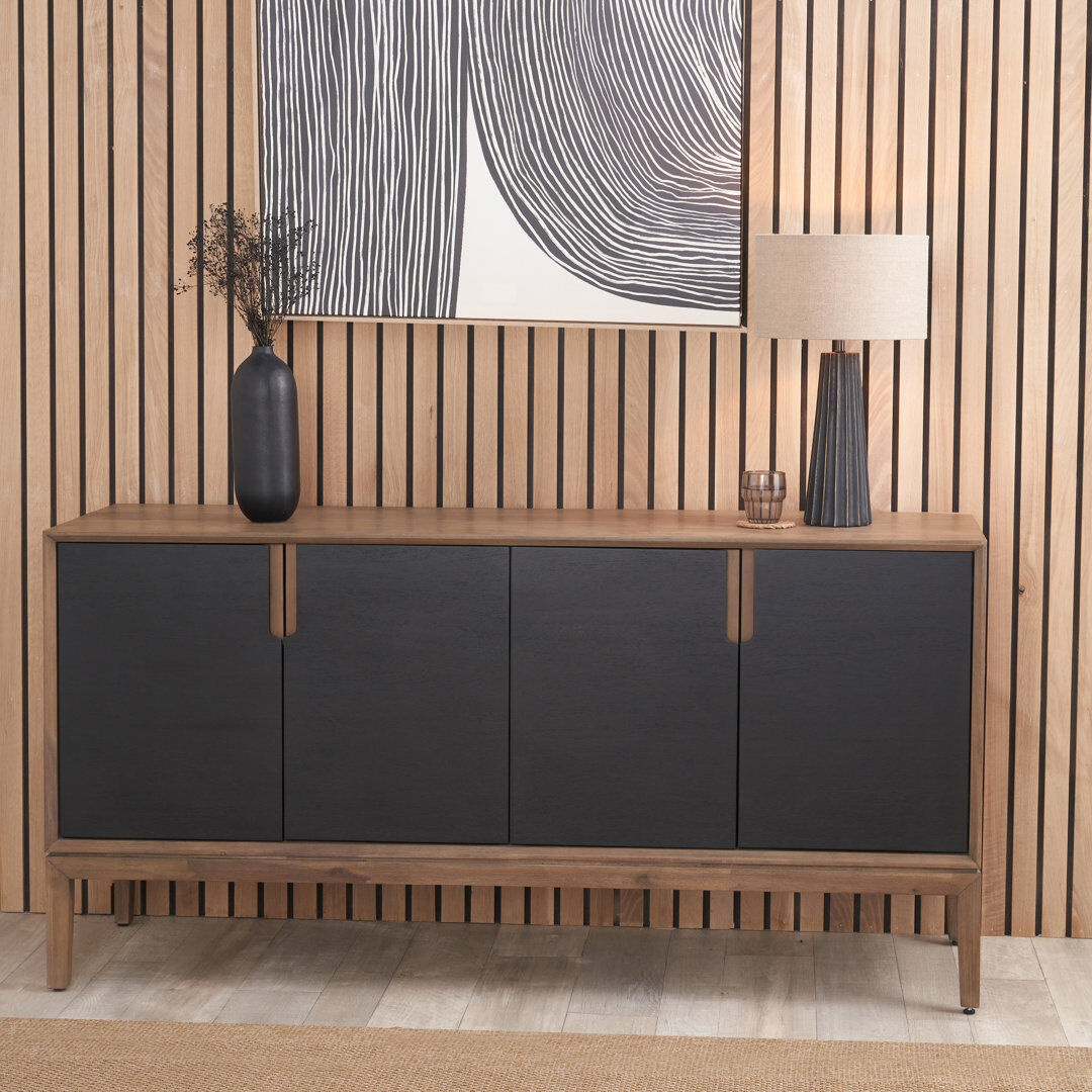 17 Stories Takierra 160cm Solid Wood Sideboard Black/Brown 80cm H X 160cm W X 45cm D