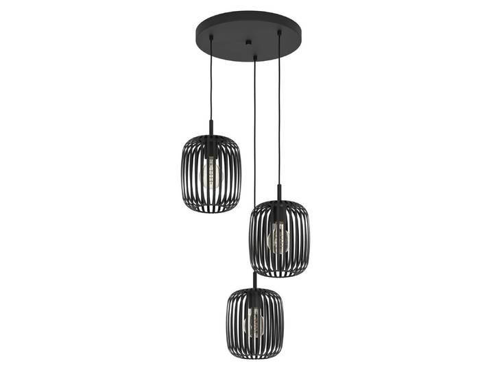 EGLO Lampe à suspendre Romazzina\, lampe à suspendre à 3 flammes au-dessus de la table à manger\, lampe à suspendre ronde en métal noir\, lampe à suspendre avec douille E27\, Ø 46 cm