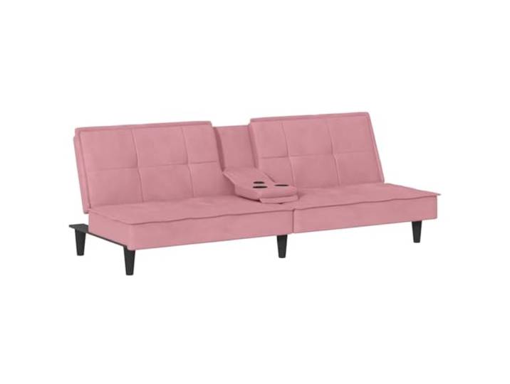 Makastle SchlafSofa Couch mit Getränkehaltern Rosa Samt