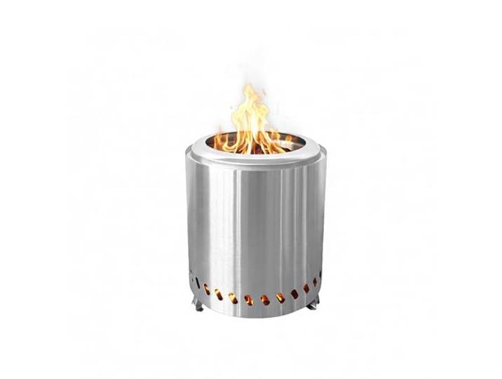 Relaxdays Tischkamin ohne Rauch, Edelstahl, HxD Ø 25 x 22,5 cm, rauchfreies Tischfeuer, Ascheschale, Camping, Silber