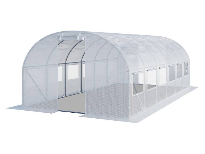 TOOLPORT Serre de Jardin Serre Tunnel Plastique Robuste 4x6m - Bâche PE 180g/m² blanc transparent