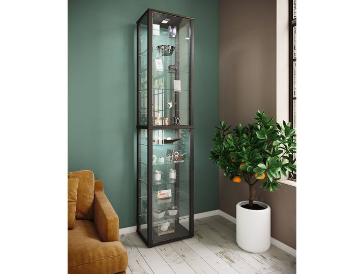 Vitrine sur pied Kavisa 227cm 10 Noir/Noir