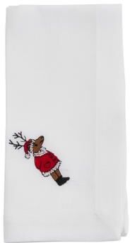 "Saro Lifestyle Embroidered Table Napkins With Reindeer Design (Set of 4) - 20""x20"""