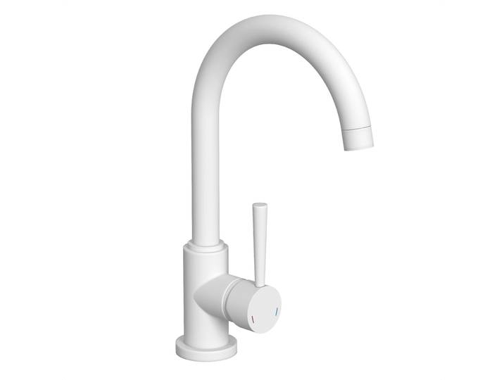 Küchenarmatur CORNWALL, Wasserhahn Küche mit Energiesparfunktion, Mischbatterie Küche, Spültischarmatur Weiß matt