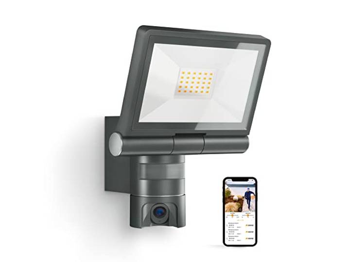 Steinel LED-Außenprojektor mit XLED CAM 1 SC Überwachungskamera, Gegensprechanlage, 180°-Infrarot-Bewegungsmelder, 21 W, Anthrazit