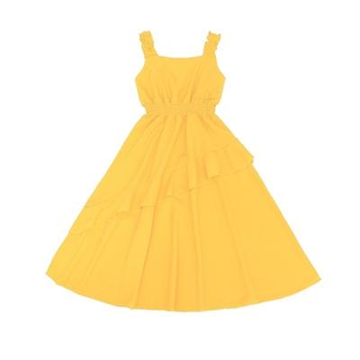Mädchen Trägerkleid mit geraffter Taille und Rüschenbesatz für Party, Strand, Urlaub, Sommerkleidung für Kinder