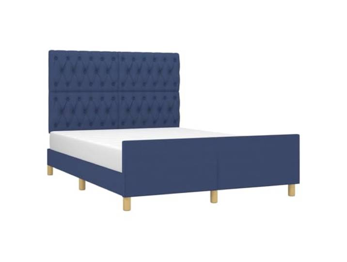 KTHLBRH Bettgestell Blau 140 x 200 cm ohne Matratze Bettgestell aus Stoff, verstellbares Kopfteil, Lattenrost aus Sperrholz, stabile Beine