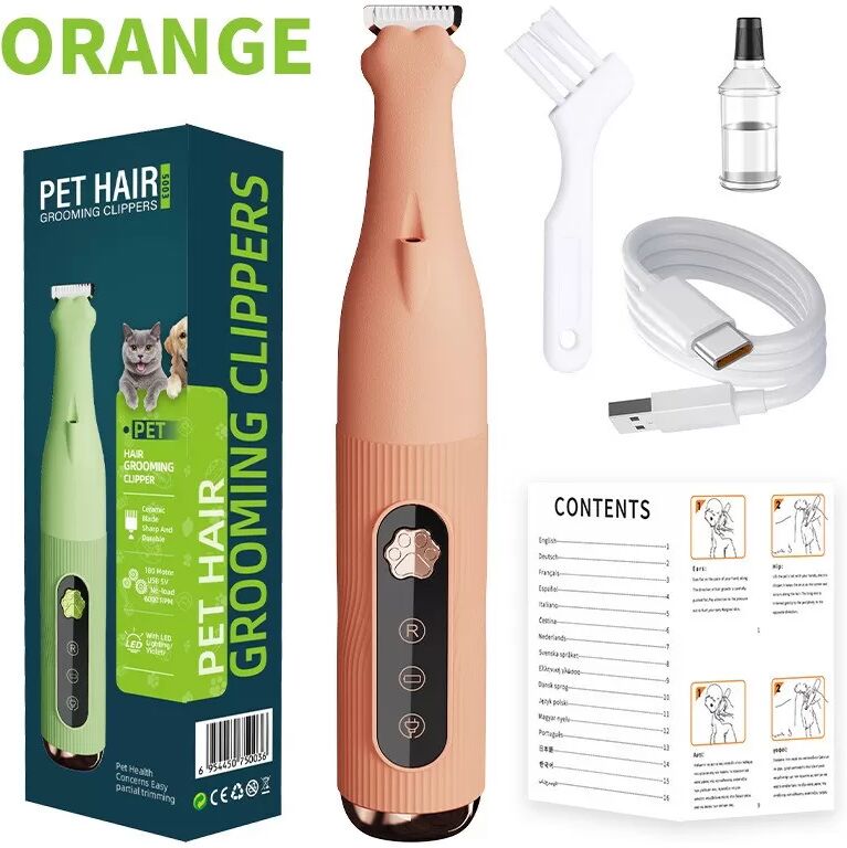 INF Elektrischer Pfotentrimmer für Haustiere – Sicher und effizient für Hunde und Katzen Orange