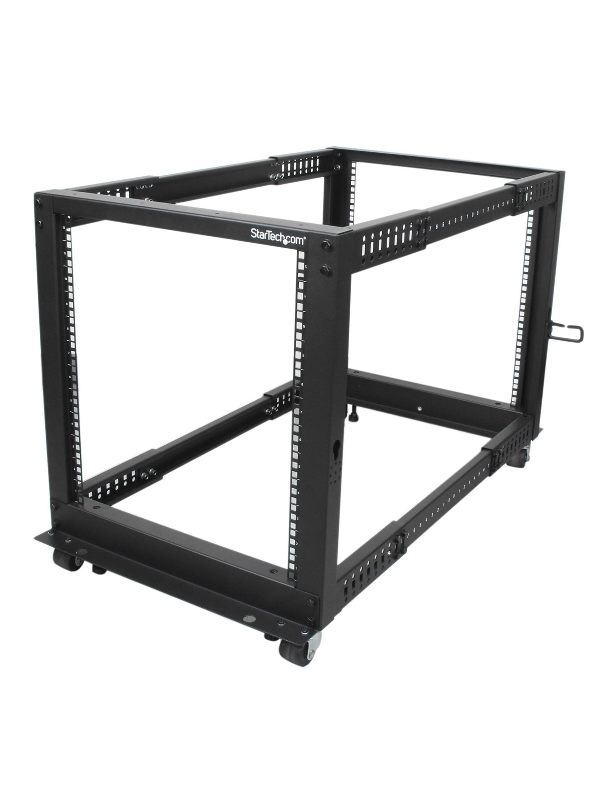 StarTech.com 12U Eistellbarer Depth Open Frame 4 Post Server Rack w/ Casters Levelers und Kabel Management Hooks