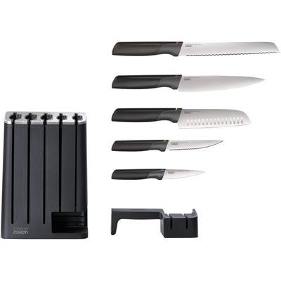 Messerblock JOSEPH JOSEPH "Elevate", schwarz (edelstahlfarben, schwarz), Messerblöcke, Messerblock, 5 Messer mit Klingen aus japanischem Edelstahl, Messerschärfer