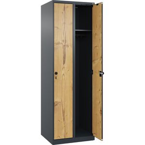 CP-Möbel Spind Evolo PLUS, silberfichte, 2 Abteile, mit Zylinderschloss, 60 x 185 cm