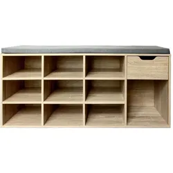 HTI-Living, Schuhschrank, Garderobenbank mit 10 Fächern und Schublade Lisa (104 x 29 x 48 cm)
