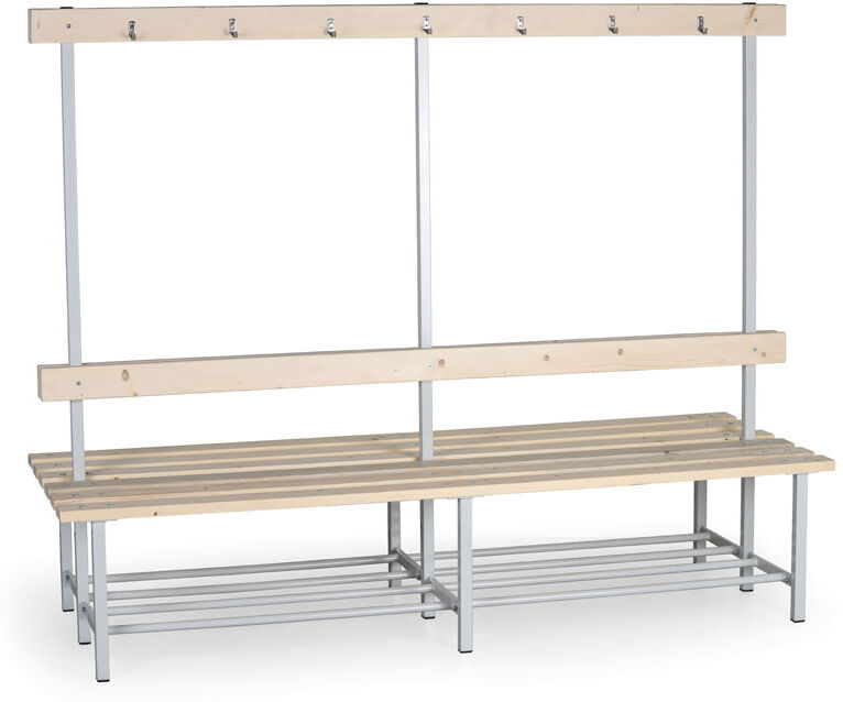 B2B Partner Umkleidebank mit Kleiderbügeln, Länge 2000 mm - doppelseitig