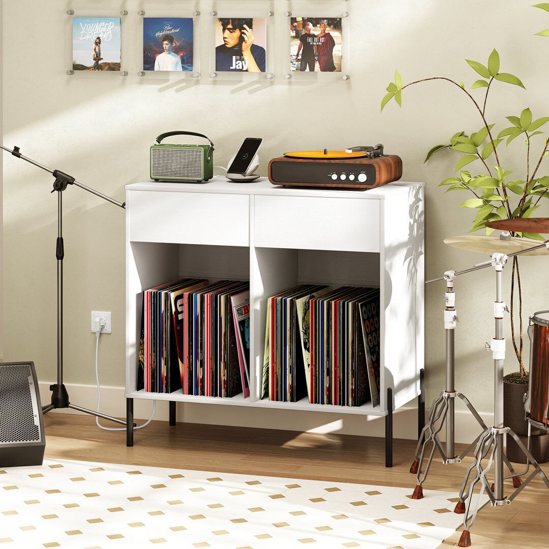 17 Stories 77 cm H Media Shelves White 77cm H X 80cm W X 40cm D