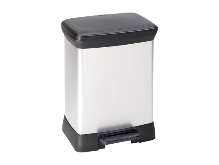 Curver Decobin Duo afvalbak met scheiding - 10 liter + 18 liter - Metallic - Premium opbergoplossing, Duurzaam kunststof, Moderne huisorganisatie