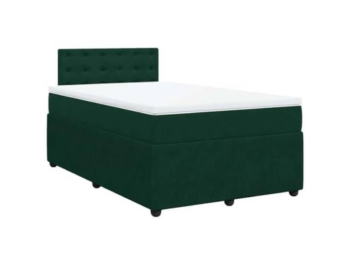 vidaXL Boxspringbett mit Matratze Dunkelgrün 120x190 cm Samt