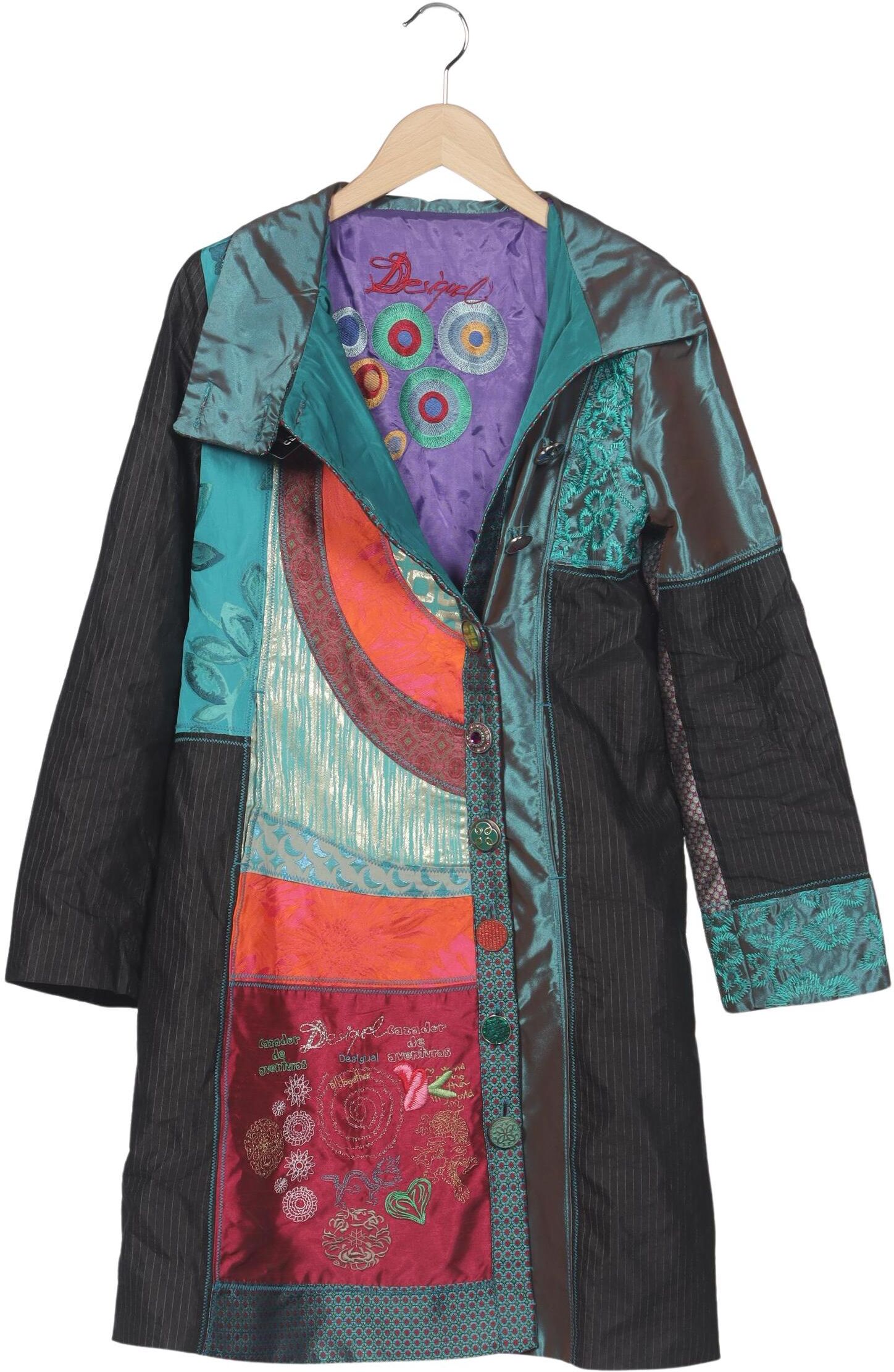 Desigual Damen Mantel, Mehrfarbig, Gr. EU 40, Leinen / Wolle / Viskose / Baumwolle / Synthetik - Second Hand