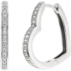 trendor 68357 Damen-Ohrringe 925 Silber Herz-Creolen Zirkonias 22 x 22 mm