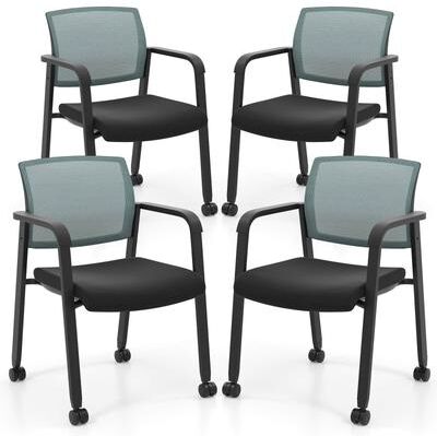 Set of 2/4 Rolling Conference Room Chairs Stackable Office Mesh Chairs