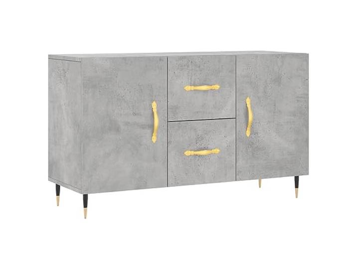 Makastle Sideboard Betongrau 100x36x60 cm aus Holzwerkstoff mit Metallbeinen und Schubladen