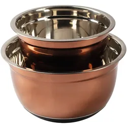 BERGNER Copper IC - Set mit 2 Edelstahl-Rührschüsseln (2 l und 4,2 l) mit rutschfestem Boden