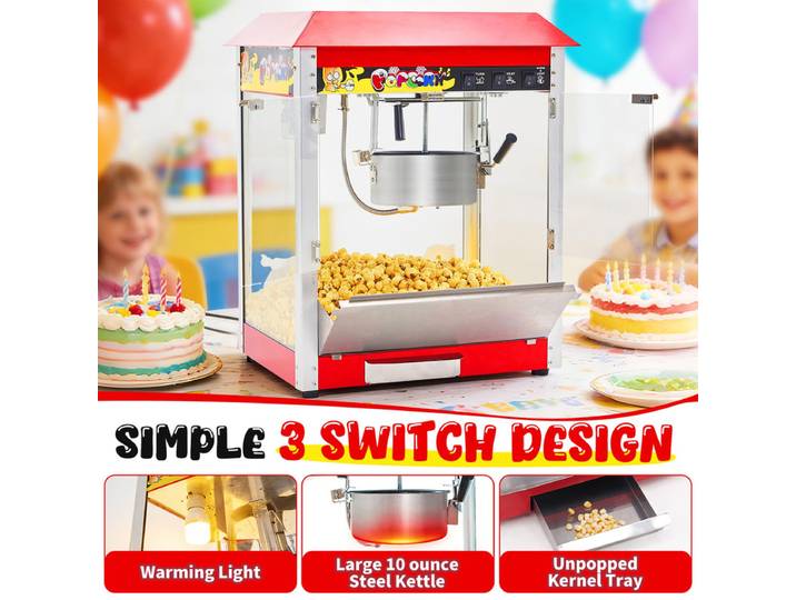 Wumagin - Machine À Pop-corn Élec - 1300w - 66x44x30cm - Il Peut Produire 60 Tasses De Pop-corn À La Fois - Idéal Pour Les Familles\, Cinéma - Rouge