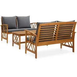 Helloshop26 - Gartenmöbel-Set Outdoor-Möbel 3-teiliges Set mit Kissen massives Akazienholz 02_0015927